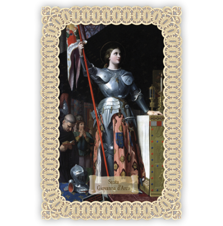 Officina D'Arte Torre　飾りレース紙ご絵  聖ジャンヌダルク　Giovanna D'Arco　OAT127　イタリア語祈りカード　