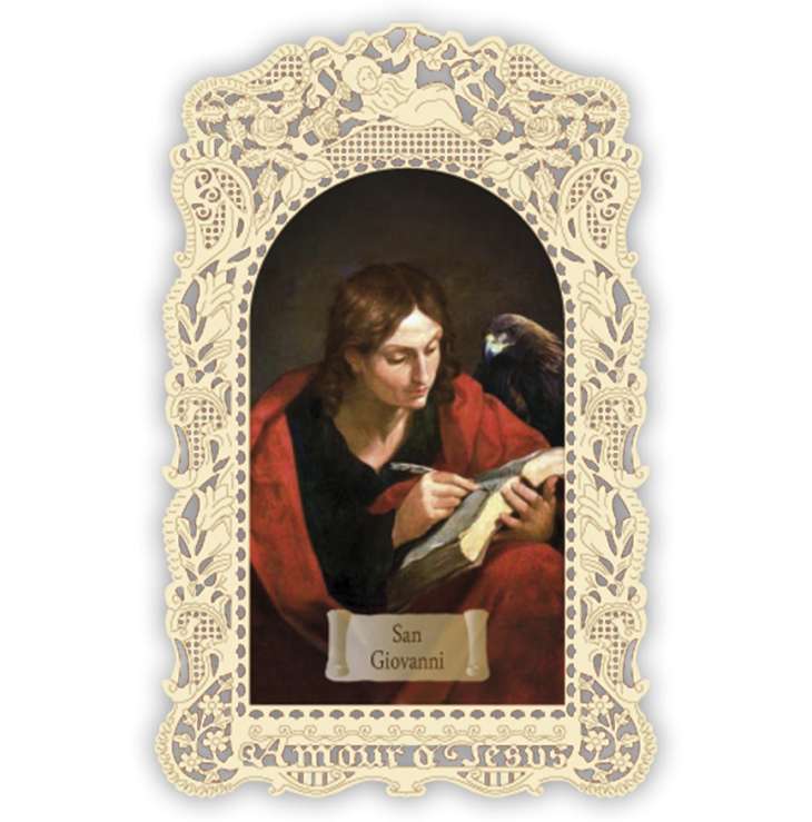 Officina D'Arte Torre　飾りレース紙ご絵　 聖ヨハネ　Giovanni  OAT101　イタリア語祈りカード　