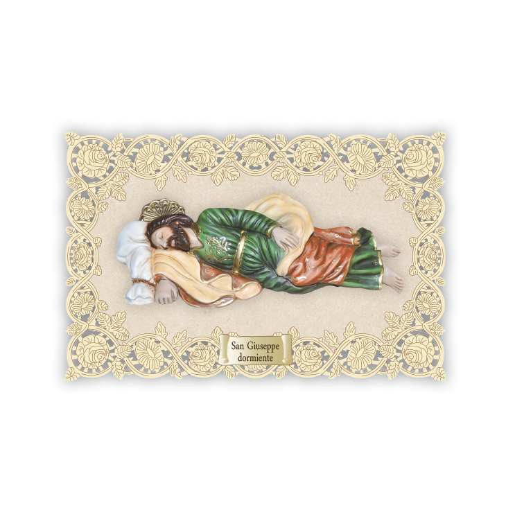 Officina D'Arte Torre　飾りレース紙ご絵　眠るヨゼフ　Giuseppe Dormiente  OAT272 イタリア語祈りカード　
