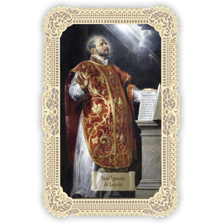 Officina D'Arte Torre　飾りレース紙ご絵　聖イグナチオデロヲラ　Ignazio Di Loyola　OAT074　イタリア語祈りカード　