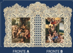 Officina D'Arte Torre　飾りレース紙ご絵  　日本語祈りカード　大　コレッジョ　悪徳の寓意 美徳の寓意  ニーパーの祈り全文