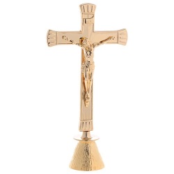 イタリア　 祭壇クロス円錐台金仕上げ h.24 cm