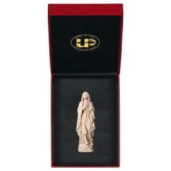 ULPE WOOD ART　イタリア　木彫  ナチュラル　ルルドの聖母　８センチ　ケース付き　 OUR LADY OF LOURDES + CASE　UP065000NE8