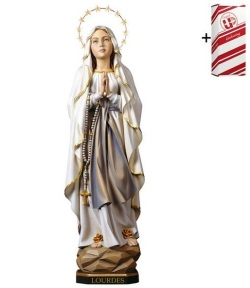ULPE WOOD ART　イタリア　木彫　ルルドの聖母　後光星つき　２３センチ　OUR LADY OF LOURDES WITH HALO 12 STARS + GIFT BOX　２３センチ（ハローまで２４．５）　 UP065150B23H