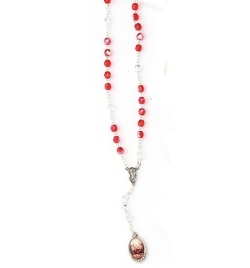 イタリア　LALRE1017　貴重な血のチャプレットロザリオ　PRECIOUS BLOOD HALF CRYSTAL ROSARY 6 MM