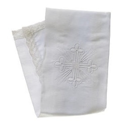 EU　HL1028  PM001028　 教会典礼用　　刺繍クロス　カリスリネン　 purificatoio-misto-lino リネンブレンド清浄布  約２８ x ４８ cm　