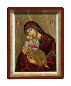 ギリシャ　Iconotechniki S.A　パナギア グリコフィルサ　　S４０３　１２３ミリ×９５ミリ厚み２０ミリ　板絵イコン