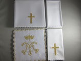 EU　HLCR120-020  教会典礼用　カリスリネン４点セット　金銀マリア王冠　Chalice's linen set　