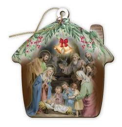 イタリア　 FBNATALE1382-3  キリスト降誕のシーンのある小屋の形をしたクリスマスオーナメント