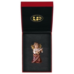 ULPE WOOD ART　イタリア　木彫   リュートの天使　６センチ　HEART ANGEL WITH LUTE WITH GOLD STRING + CASE　UP140002E6