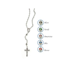 イタリア　 LALRE1607BLU  ロザリオ    ブルーBIL　オーロラのロザリオ セミクリスタル mm.5 カラー+ボックス  Rosary in aurora borealis semi-crystal mm.5 Pater with coloured rings+box