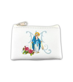 イタリア　FB1647202   奇跡の聖母マリアの絵柄入りロザリオポーチ  １０×４．５センチ　合皮