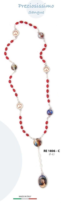 イタリア　RE1806-C　聖なる血の献身チャプレット　ロザリオ　PRECIOUS BLOOD ROSARY MM.6X4.5