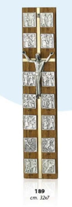 イタリア　 LAL189 　木製　十字架の道行クロス　３２センチ　Stations of the Cross made of wood and metal cm. 32x7 189