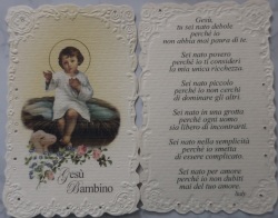 HOLYART　SA002115   イタリア　飾りエンボス厚紙加工　ご絵  無原罪　イタリア語　6.8x 10.5Cm　裏外国語の祈り