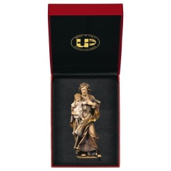 ULPE WOOD ART　イタリア　木彫　聖ヨセフとイエス　聖父子　１０センチ　ケース付き　ST. JOSEPH WITH CHILD AND ANGLE + CASE　UP261000E10