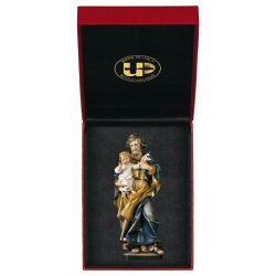 ULPE WOOD ART　イタリア　木彫　聖ヨセフとイエス　百合　聖父子　１０センチ　ケース付き　ST. JOSEPH WITH CHILD AND ANGLE + CASE　UP261100E10