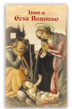 FRATELLI BONELLA　イタリア　金箔押 紙のご絵カード　FB272-116　14世紀のイラストと子供イエスへの賛美歌の聖なるカード　７×１２センチ　裏　イタリア語祈り