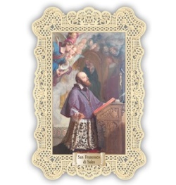 Officina D'Arte Torre　飾りレース紙ご絵  フランシス・デ・サレレ　FRANCESCO DI SALES　OAT322　イタリア語祈りカード　