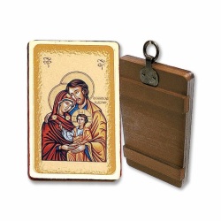 ギリシャイコン　LAL33160　壁掛け　聖家族　　Wooden Icon with crossbeams box included　SACRA FAMIGLIA ROSSO