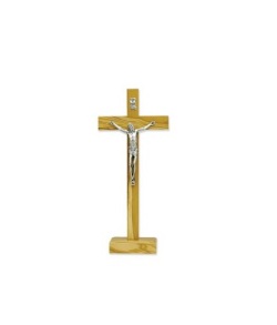 イタリア　 LAL333UI　オリーブの木　クロス　１１×５センチ　Olive wood Cross with metal base and Christ's body, size cm. 11x5