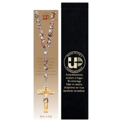 ULPE WOOD ART　イタリア　木彫   木製マーブルロザリオ　８ミリ珠　ROSARY MARBLED BROWN WITH CRUCIFIX + VELVET CASE UP4000012S