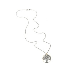 イタリア　LALSL409DC 　生命の樹　ペンダント　Medal Tree of Life with glitter mm.34 silver golden+chain cm.80+SC29
