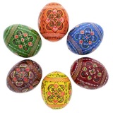 Best Pysanky 　 py5051　 ウクライナのイースターエッグピサンキ　6個セット　Set of 6 Pysanky - Wooden Ukrainian Easter Eggs