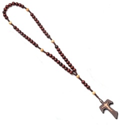 イタリア　LALRE5061　オリーブタウ５連ロザリオ　　　ROSARIO LEGNO MM.7 CON PATER E CROCE TUA LEGNO ULIVO　