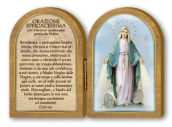 FRATELLI BONELLA　イタリア　三面卓上板絵　 FB571-26   祈りを込めた奇跡の聖母の木製二連祭壇画 １２x 9cm