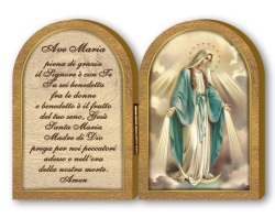 FRATELLI BONELLA　イタリア　三面卓上板絵　 FB571-3  祈りを込めた奇跡の聖母の木製二連祭壇画１２x 9cm