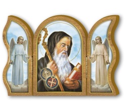 FRATELLI BONELLA　イタリア　三面卓上板絵　 FB572-185 サン ベネデットの木製の祈りの三連祭壇画  12 x 9 cm