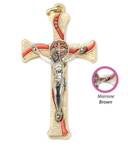 一般不可　転売不可　イタリア　 LALPG613DMA　聖ベネディクトクロス  金茶　Saint Benedict Cross in nickel plated metal onda+box cm. 7x4,3 - GEN./PERS. PG 613.