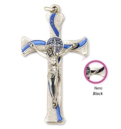 一般不可　転売不可　イタリア　 LALPG613SB　聖ベネディクトクロス  銀黒　Saint Benedict Cross in nickel plated metal onda+box cm. 7x4,3 - GEN./PERS. PG 613.