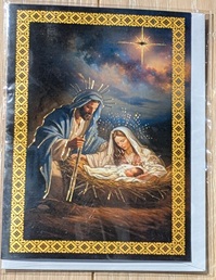 FRATELLI BONELLA　イタリア　金箔押 封筒つきご絵カード　FB651-AN1   箔押　封筒付き　キリスト降誕のイメージを適用したリネン紙のカード