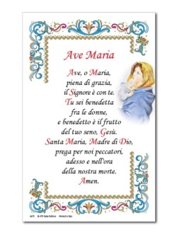 ATSITALIA 　箔押羊皮紙　英語　祈りカード　手判サイズ　6674　アヴェ・マリア　Hail Mary - Holy picture on parchment paper