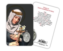 ATSITALIA 　メダイ付きカード　英語　シエナの聖カタリナ　6904(6907)　 メダルがラミネートされた祈りのカード　Saint Catherine - Laminated prayer card with medal