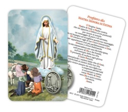 ATSITALIA 　メダイ付きカード　イタリア語　ファティマの聖母　6915　 メダルがラミネートされた祈りのカード　Our Lady of Fatima - Laminated prayer card with medal