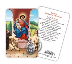 ATSITALIA 　メダイ付きカード　英語　ロザリオの聖母　6962　 メダルがラミネートされた祈りのカード　Our Lady of the Rosary - Laminated prayer card with medal