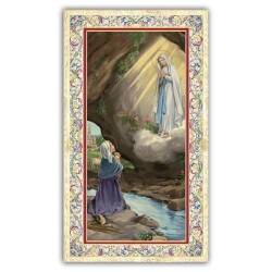 FRATELLI BONELLA　イタリア 金箔押ご絵　FB734-4　ルルドの聖母　聖像 ベルナデットへのルルドの聖母の御出現、祈りとホットゴールド仕上げ付き　裏面イタリア語祈りカード１０．５×６センチ
