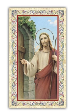 FRATELLI BONELLA　イタリア 金箔押ご絵　FB734-54　ドアをたたくイエス　ドアをノックするイエス　　裏面イタリア語祈りカード１０．５×６センチ