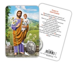 ATSITALIA 　メダイ付きカード　英語　聖ヨセフ　　7518　 メダルがラミネートされた祈りのカード　Saint Joseph - Laminated prayer card with medal