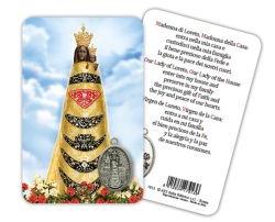 ATSITALIA 　メダイ付きカード　イタリア語　ロレートの聖母　7913　 メダルがラミネートされた祈りのカード　Our Lady of Loreto - Laminated prayer card with medal