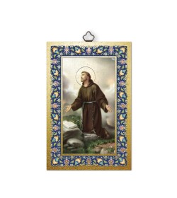 FRATELLI BONELLA　イタリア　板絵　 FB781-312　6mm厚のMDF板にサン・フランチェスコの画像を印刷し、浮き彫りの装飾を施した10×15cmのプレート