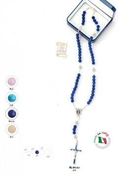 イタリア　  LALRL84-AV　クリスタル　８ミリ珠　ロザリオ 　クリームイエロー
