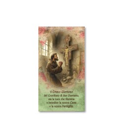 FRATELLI BONELLA　イタリア　金箔押　祝福のカード　FB907-TBE1206　サン・ダミアーノの十字架に祈るアッシジの聖フランシスコ　２２×１２センチ　紙　裏はイタリア語祈り