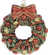 ポーランドガラス細工　　IMPULS　　A2797RB　　Christmas Wreath　やどりぎぼんぼんリース