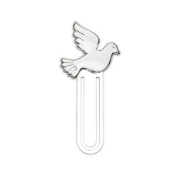 イタリア　LALAF013BI   メタルブックマーカー　精霊　Enameled Metal Lux Bookmark Dove with env.+ticket cm.7,5x3,5 - BIANCO