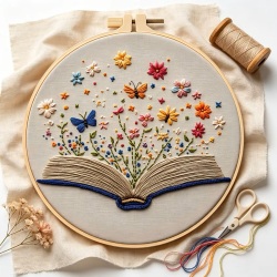 手刺繍用　初心者用　刺繍キット　ROAL713996　イースターにわとり　２０センチ枠＋刺繍糸＋英語解説書　つき　１セット