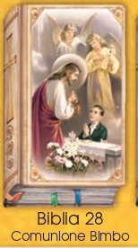 イタリア　紙カード金箔押　聖書型　紙裏白　ご絵　CRBibLia28　初聖体男の子　１２．５×７．５センチ　高級紙裏白